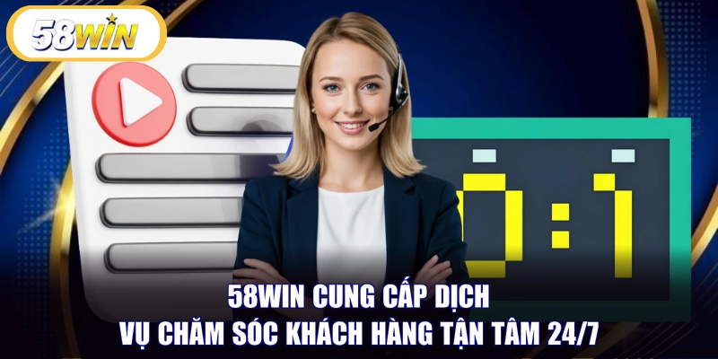58WIN cung cấp dịch vụ chăm sóc khách hàng tận tâm 24/7 
